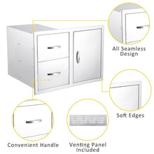 IDEALHOUSE Outdoor Kitchen Drawer 33''W x 22''H x 22''D, BBQ Access Door Drawers Combo with Paper Towel Rack, Stainless Steel Outdoor Kitchen Cabinets for BBQ Island Grill Station Storage Cabinet