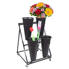 MIIKHI Flower Display Rack Flower Cart Display Stand with Wheels Bucket Garden Stand Plant Pot Holder Black Ladder