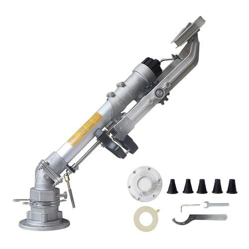 BANGBANGJI 360° Fully Rotating Impulse Impact Sprinkler, Agriculture Farm Irrigation Sprinkler, with Nozzle Set, Extended Coverage, for Farms, Orchards, Seedlings, Wheat, Lawn Model65+1.5mBracket