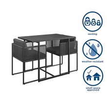 SOEBOJ Bar Table and Chair Set, Modern Outdoor Nesting Small Dining Table and Chair Set, Metal Patio Furniture, 3-Piece Table and Chair Set with Cushions, Tempered Glass Tabletop