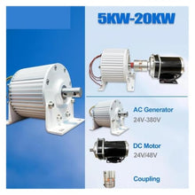 PWLFJWOLF 8KW 10KW 20KW Low RPM 220V 380V Permanent Magnet Generator with 24V 48V DC Motor Alternative Energy Generator 120V 96V 48V(AC 48V,5KW)