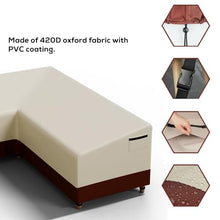 OHZI3Q 420D Outdoor V-Shaped Heavy Sofa Cover Duty Lawn Furniture Waterproof Patio Couch Cover for Sofa(Stripe,215x215x85x78cm)