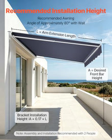 VEVOR Electric Retractable Awning, 14.1' x 9.8' Motorized Patio Awning
