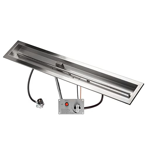 48" x 6" Stainless Steel Linear Drop-in Fire Pit Pan with Electronic Ignition System kit, CSA Certified