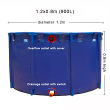 Pool Above Ground, 0.9MM Round Canvas Fish Pond Pool, Large Collapsible Outdoors Tarpaulin with Bracket, Framed Swimming Pools Used for Fish and Shrimp Breeding, Pond Water Storage(1.2x0.8 m-900 L)