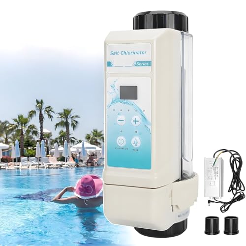 AiODiO Automatic Self Cleaning Salt Chlorinator, 8/12/16/20g/h Electrolytic Salt Chlorine Generator System, Salt Water Spa Chlorinator Device, Saltwater Chlorine Generator for Swimming Pool 16g/H