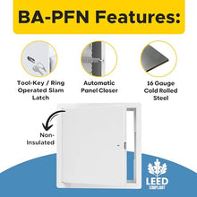 Best 24" x 36" Uninsulated Fire Rated Metal Access Panel with 1” Flange, LEED Compliant 16-Gauge Cold Rolled Steel Access Door, Self-Latching Drywall Panel for Walls, White Powder Coat Finish,BA-PFN