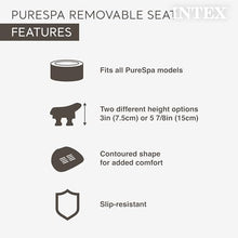 Intex 28441EP PureSpa Plus 85" x 28" Portable Inflatable Hot Tub Bubble Jet Spa with Non-Slip Adjusting Hot Tub Seat Spa Accessory (2 Pack)
