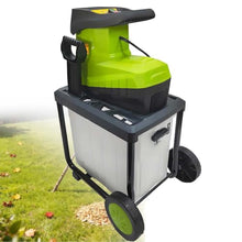 MIAOXIAOLONG Electric Mulcher Shredder, 2800W Wood Chipper with 45mm Cutting Capacity, 60L Collection Box, Sa-fety Protection System and Portable Wheels, Perfect for Lawn Care