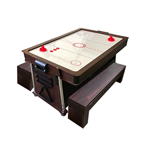 SIMBASHOPPING USA 7FT Multigame Pool Table with Air Hockey, Table Tennis, Red Brown