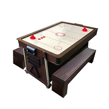 SIMBASHOPPING USA 7FT Multigame Pool Table Blue/Brown Air Hockey + Table Tennis
