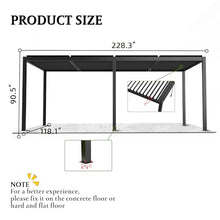 Kaimei Aluminum Pergola with Tilting Steel Louvers 10x19FT Outdoor Patio Cover Black