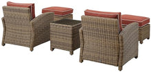 Afuera Living 5-Piece Outdoor Chair Set, Wicker/Rattan, Gray/Weathered Brown Finish, Steel Frame, All-Weather Cushions, Modular Design with Side Table, Patio Seating and Relaxation