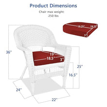 Jeco Wicker Chair with Red Cushion, Set of 2, White/W00206-