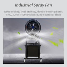THUXEON Industrial Mist Electric Fan, High-Velocity Misting Fan, with Wheel & Water Tank, Adjustable Misting Flow, 90°Oscillation, 3 Speed Adjustable, 110V, 300W
