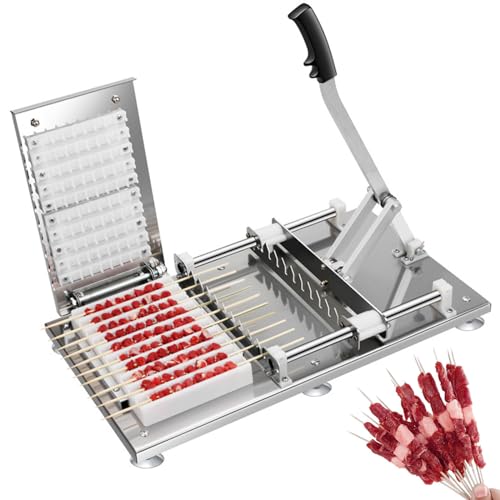 EliteBloom Ommercial Stainless Steel Mutton Kebab Machine, 10 Holes BBQ Tool, CBBQ Making, Easy Barbecue Skewers Maker, Manual BBQ Threading Machine,
