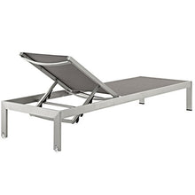Modway Shore Aluminum Textilene® Mesh Outdoor Patio Chaise Lounge Chairs Set of Four Grey