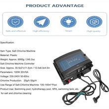 Pool Salt Water Chlorinator, 10/15/20/30/50g/h Salt Water Pool Chlorine Generator System, 10-40℃ Water Temperature Electrolyzer Swimming Pool Salt Chlorinator,30g/h