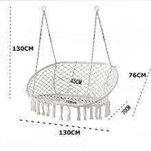 QUGURLID Hammock Chair 2 Seat with 2 Sets of Suspension Accessories, Hanging Cotton Ropes, Metal Frame,Swing Hanging Chair,for Hammock Stand (b)