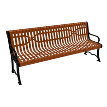 COATEDOUTDOORFURNITURE Bench, Textured Copper, Slatted, 6Ft, with Back