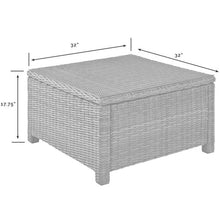 Pemberly Row 32" Square Patio Coffee Table, Glass Top, Brown Finish, PE Wicker and Steel Frame, Weather-Resistant Outdoor Table for Patio or Deck