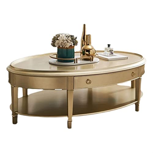 living room table Oval Coffee Table with Tray Desktop for Living Room, Elegant Wood Coffee Table with Storage Drawer and Shelf, Vintage Cocktail Table outdoor side table ( Color : B , Size : 150*80*48