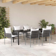 LKJVFCPW 7 Piece Outdoor Dining Set, Weather-Resistant PE Rattan Patio Furniture with Table and 6 Chairs, Modern Garden Seating for Backyard Deck