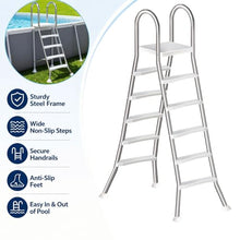 LHFJ Heavy Duty Pool Ladder Above Ground, 500 Lb Capacity, 4 Steps Pool Ladder Above Ground A-Frame Ladders, Pool Slides, Ladders & Diving Boards, Thickened 304 Stainless Steel Pools Handrails,63 in