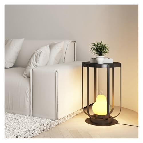 LUYOUBOZHU Floor Lamp Industrial Floor Lamp with Side Table,Modern Lighting for Living Room(Black)