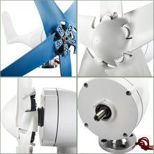 SAIYERUS Wind Turbines, 5 Blade Professional Wind Turbines Small Windmill Generator 12000W Industrial, Solar and Wind Power Parts and Accessories, 3 Phase AC Permanent Magnet Generator,Blue-12V