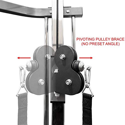 Valor Fitness Power Rack with LAT Pull & Cable Crossover Attachments - Full Body Workout - Plate Loaded Exercise Equipment