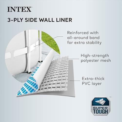 Intex Prism Frame Rectangular Above Ground Swimming Pool Set Light Grey