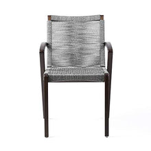 Armen Living Nabila Outdoor Dark Eucalyptus Wood and Grey Rope Dining Chairs - Set of 2