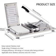10 Holes Stainless Steel Meat Skewer Machine, BBQ Grill Shish Kebab Maker, with 100 Sticks, Extended Handle, Dual Pressure Bearings, for Commercial Restaurants Outdoor Picnic