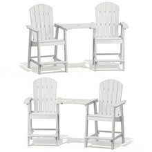 YEFU Tall Adirondack Chair Set of 4 with Connecting Tray, Weather Resistant Patio Stools White