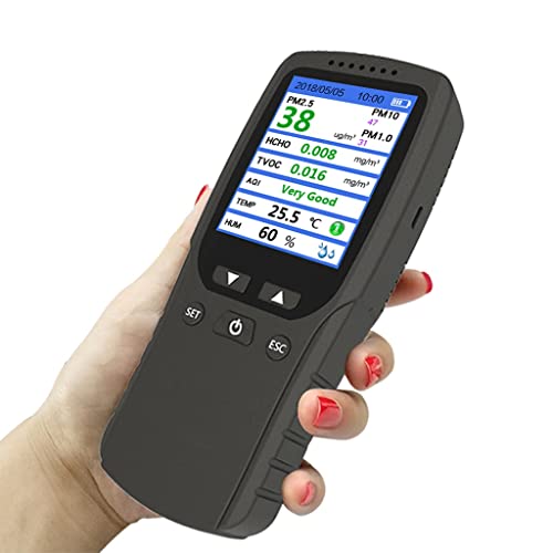 TEOYETTSF 9 in 1 Air Quality Monitor Gas Analyzer PM2.5 PM1.0 PM10 HCHO TVOC Detector Dust Meter Tester Temperature and Humidity Sensor