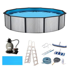 Blue Wave Savannah 30-ft Round 52-in Deep Hybrid Above Ground Pool Package White