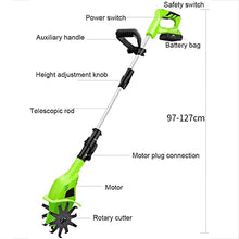 Garden Tiller,Cordless Rotavator, Cordless Garden Tiller Rotavator with Rechargeable Battery and Charger,Handheld Electric Cordless Front Tine Soil Cultivator