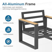RoyalCraft Aluminum Outdoor Patio Furniture Set with Height-Adjustable Footrest, 7-Seats, Coffee Table, Modern Conversation Set Grey