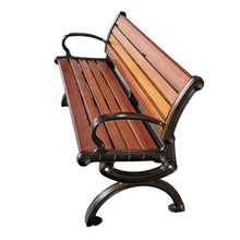 Ronghw0607 Garden Bench Brown Wooden Outdoor Bench with Backrest Leisure Aluminum Bench Park Patio Seat