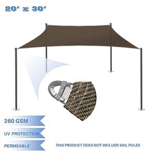 E&K Sunrise 20' x 30' Sun Shade Sail Rectangle Canopy Shade Cover with A Ring Steel Cable Wire UV Block for Pergola Patio Backyard Garden Deck Outdoor (Brown)