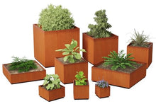 Plantercraft Corten Steel Planter 20" Cube Square Metal Garden Box Heavy Duty | Made in USA | Fully Assembled | Commercial Residential | with Drain Holes