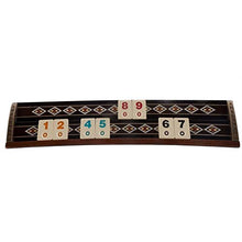 Helena Wood Art Wooden Mosaic Inlaid Oval Rummy Game Set Black