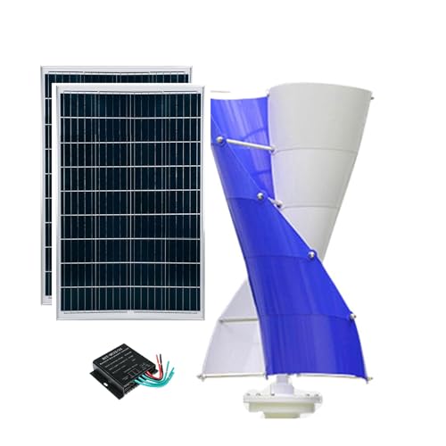 OLONETO 3KW Vertical Axis Wind Turbine Kit 12V 24V 48V Household Wind and Photovoltaic Power Generation Complementary System with Controller + 100W*2 Solar Panels (Color : 48V)