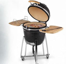 JOSOGO 21 Inch Ceramic Charcoal Smoker BBQ Grill, Outdoor Round Ceramic Grill for Backyard Patio Home Party Cooking(Red)
