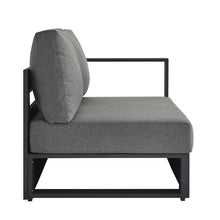 Modway Tahoe Aluminum Modular Right-Facing Outdoor Patio Loveseat in Gray Charcoal with Weather-Resistant Cushions, Couch for Garden Backyard, Poolside