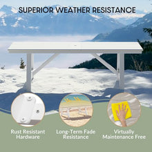 WestinTrends Cape May 90" HDPE Rectangle Outdoor Patio Dining Table with Umbrella Hole and Metal Frame, Sand