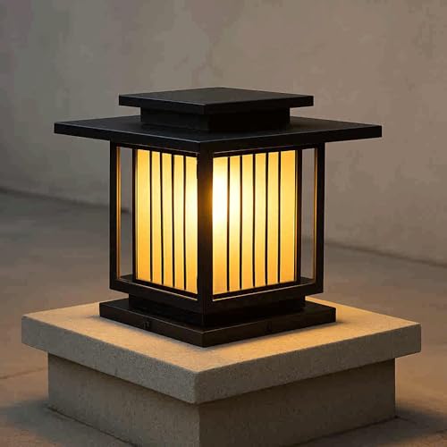 Outdoor Post Caps Lights Modern Pier Mount Pillar Lamps Outside Housing Waterproof Column Lights Hard Wired E26 Landscape Lighting Fence Deck Gate Bollard Lighting For Mailbox Yard Pedestal Lanterns