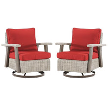 Yokayoay Wicker Patio Chairs Set of 2 Outdoor Swivel Rocking Chairs Grey/Red