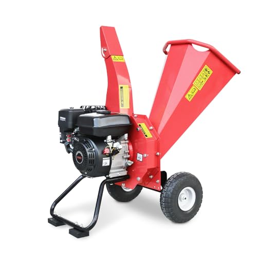 KARHDIR Wood Chipper Shredder Mulcher 7 Hp 212cc Gas Powered Heavy Duty All Steel Construction, 15: 1 Reduction Ratio 2 in 1 Multi-Function Ideal for Branches Twigs